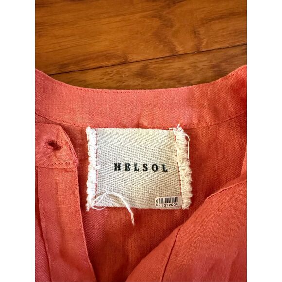 Boho Linen Maxi Dress by HELSOL, Coral, Handmade in Mexico - Picture 13 of 14